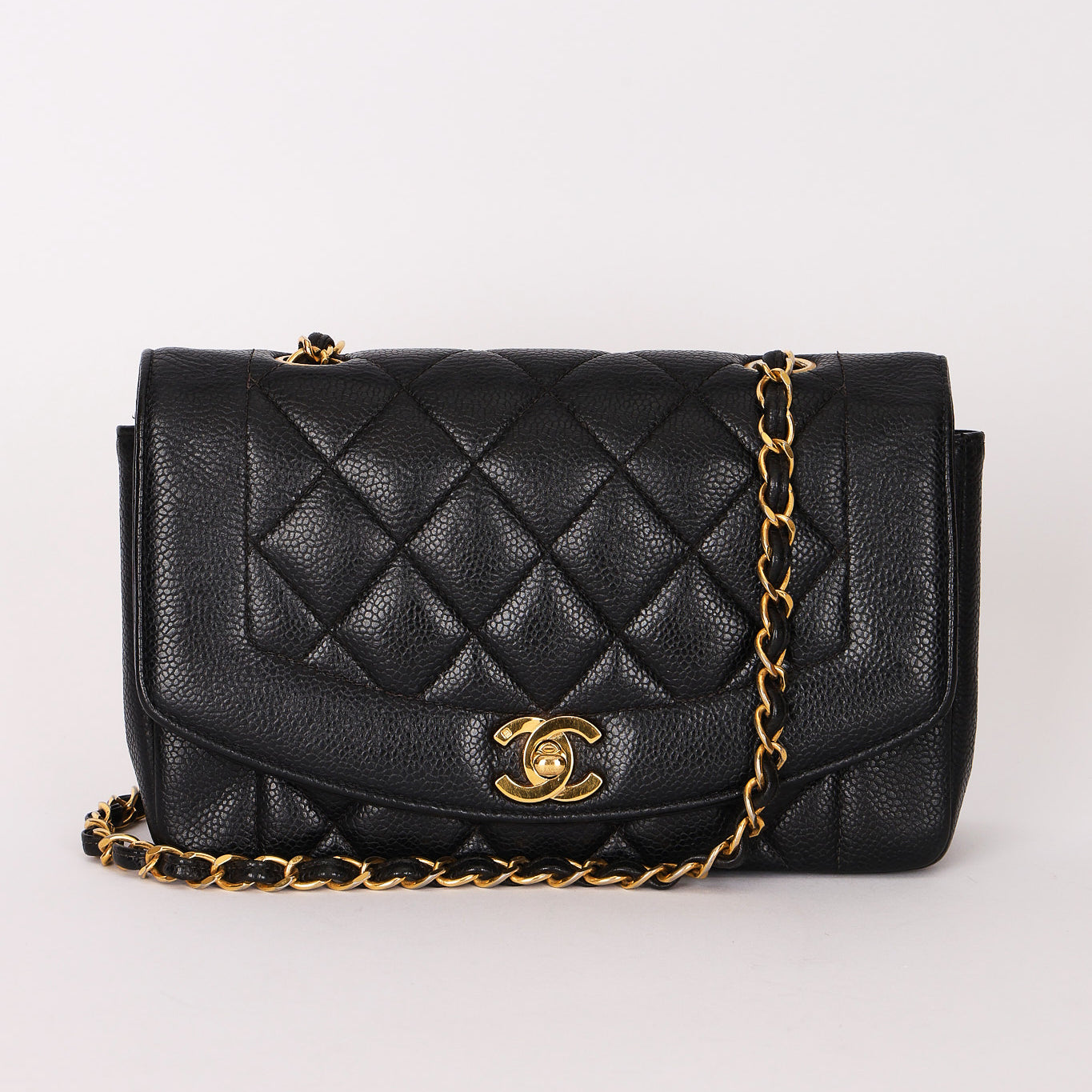 Chanel Small Diana Flap Black Caviar 24K GP