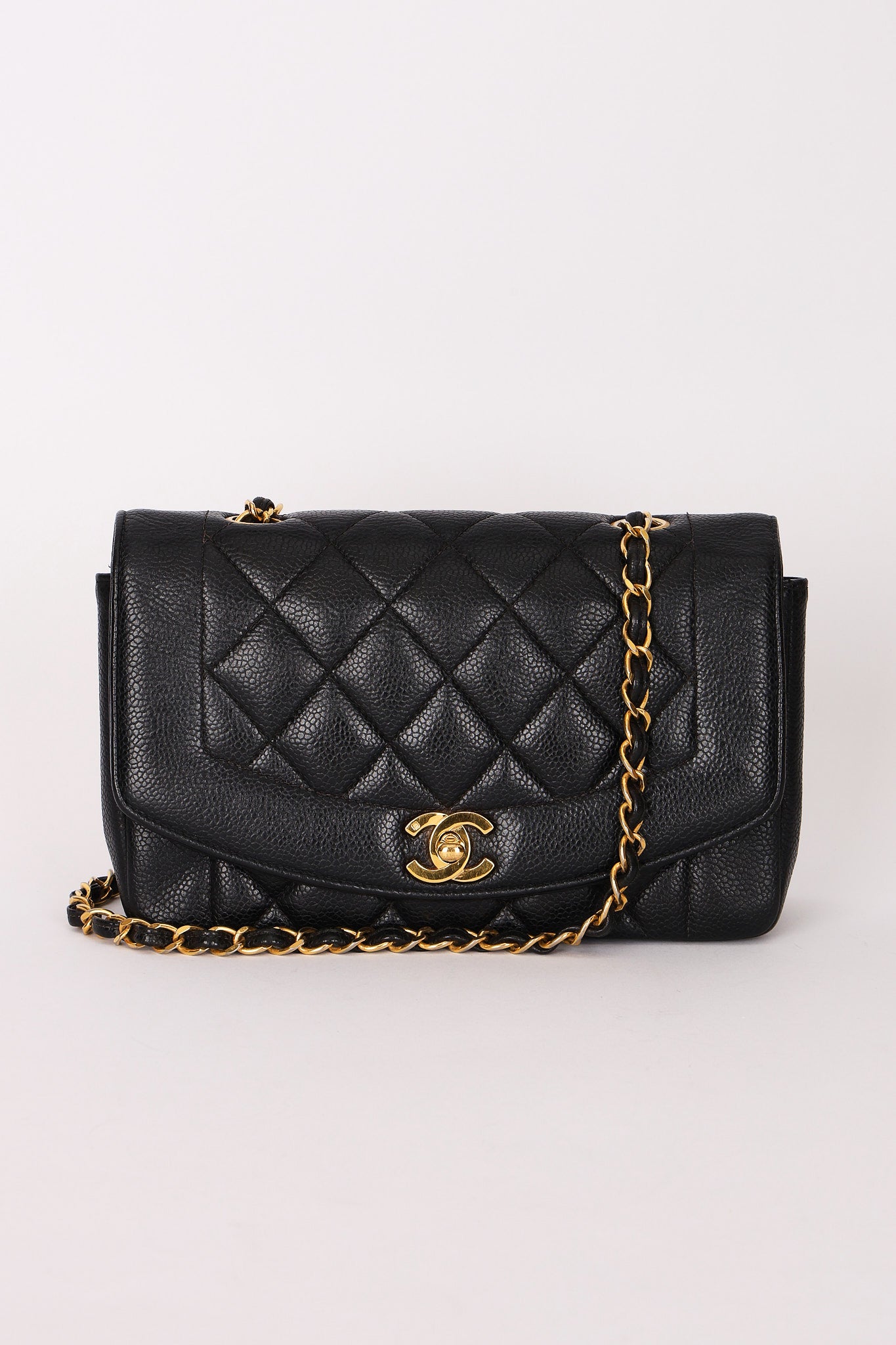 Chanel Small Diana Flap Black Caviar 24K GP