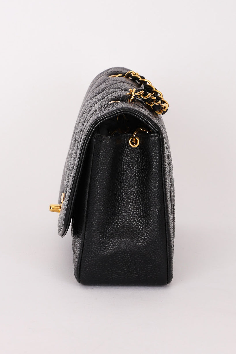 Chanel Small Diana Flap Black Caviar 24K GP
