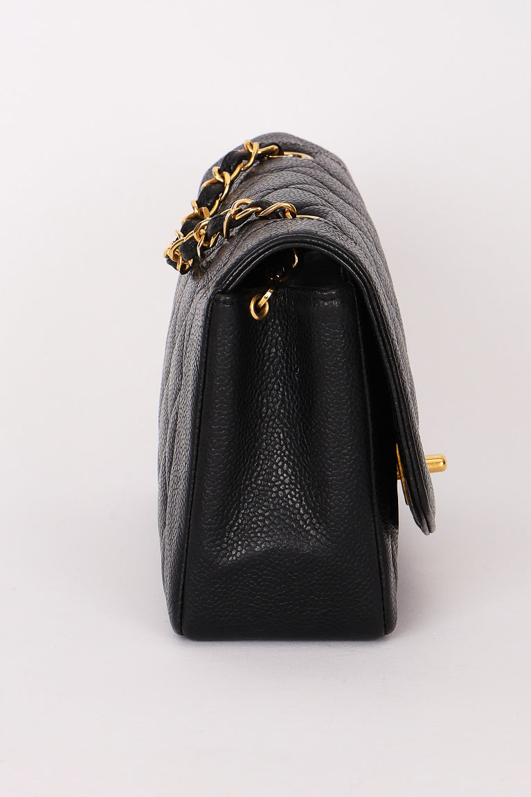 Chanel Small Diana Flap Black Caviar 24K GP