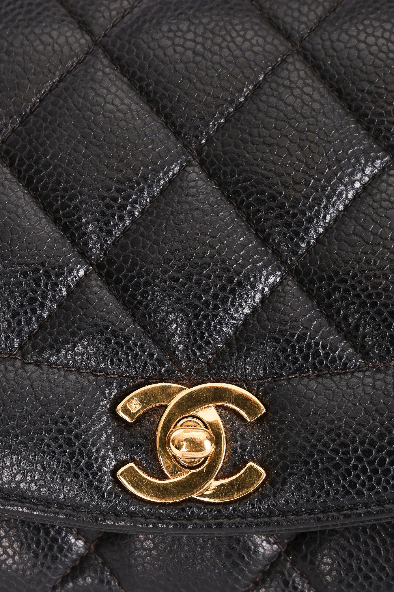 Chanel Small Diana Flap Black Caviar 24K GP