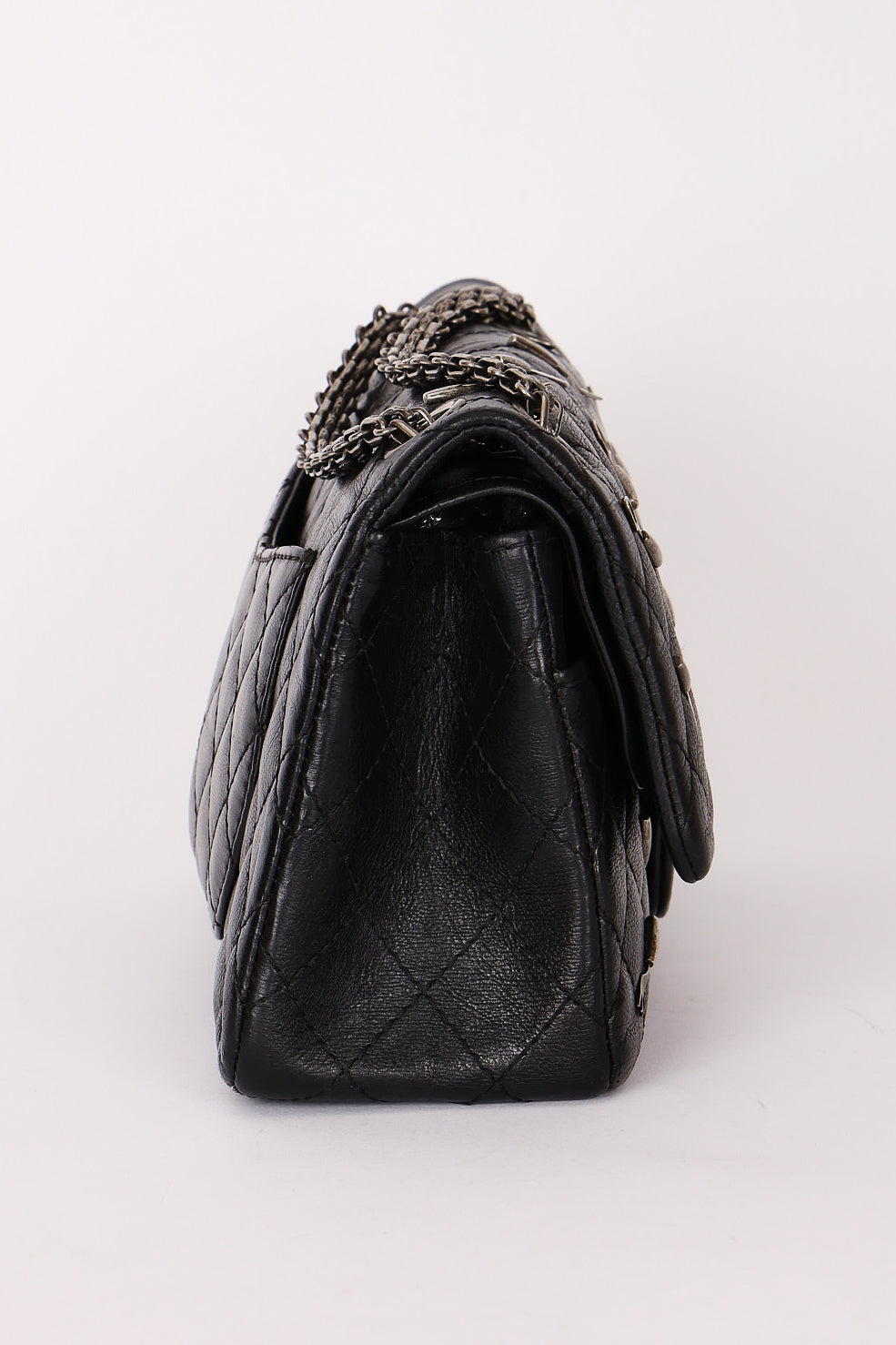 Chanel 2.55 Reissue Double Flap 225 Brasserie Charms Black Calfskin RHW