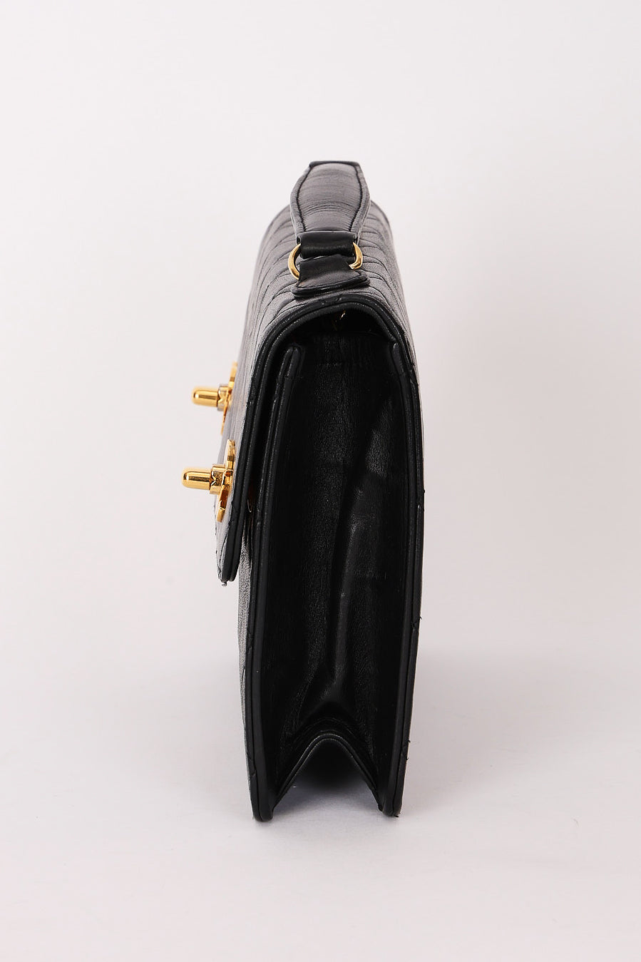 Ultra-Rare Chanel Double Turnlock Mini Briefcase Bag Black Lambskin 24K GP