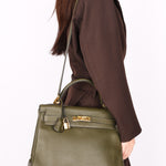 Hermès Kelly 32 Vert Olive Togo 2000 GHW