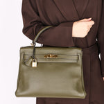 Hermès Kelly 32 Vert Olive Togo 2000 GHW