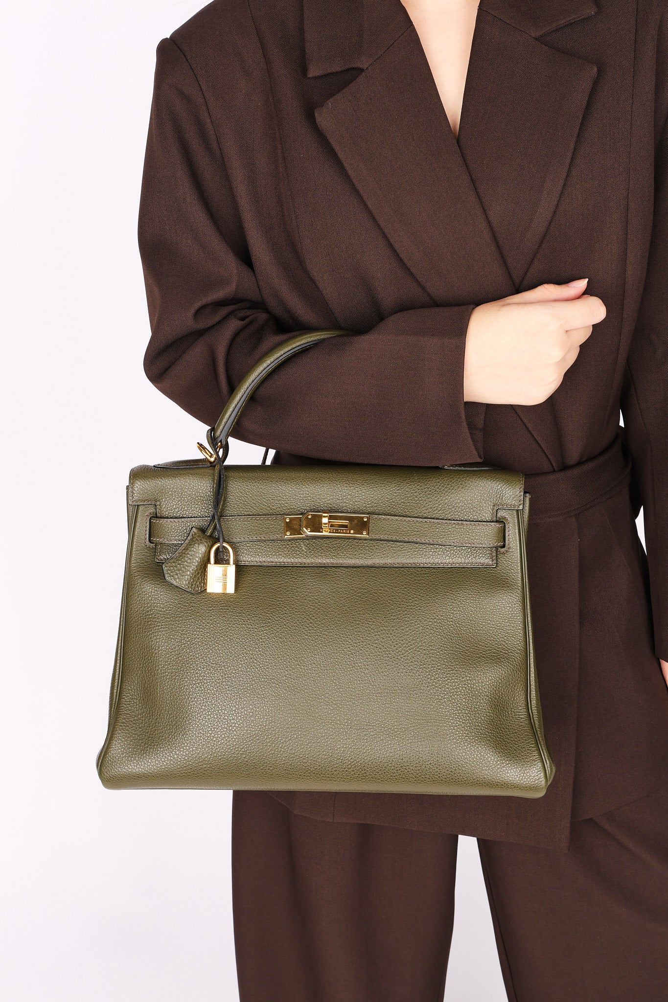 Hermès Kelly 32 Vert Olive Togo 2000 GHW