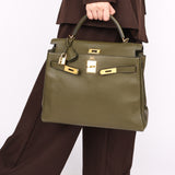 Hermès Kelly 32 Vert Olive Togo 2000 GHW