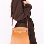 HERMES Kelly Sport MM Shoulder Bag, Courchevel Epsom Leather, Gold, 〇Y Stamp, Made in 1995, Gold Hardware, Vintage Kelly Sport MM, Hermes 90343875