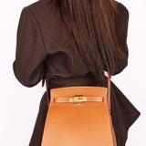 HERMES Kelly Sport MM Shoulder Bag, Courchevel Epsom Leather, Gold, 〇Y Stamp, Made in 1995, Gold Hardware, Vintage Kelly Sport MM, Hermes 90343875