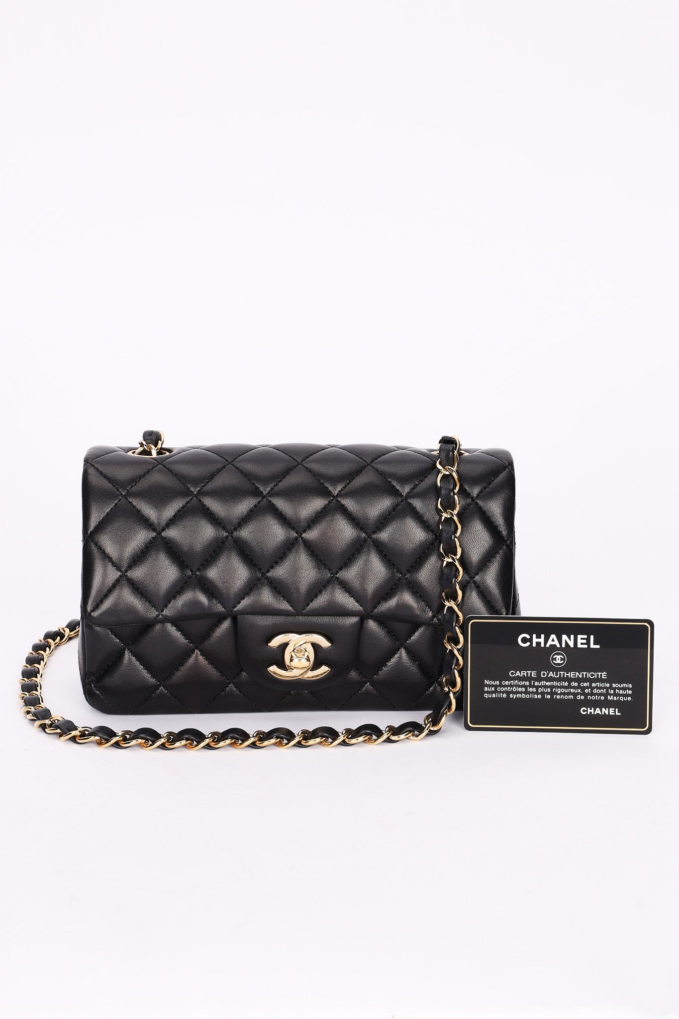 Chanel Mini Rectangular Black Lambskin CGHW