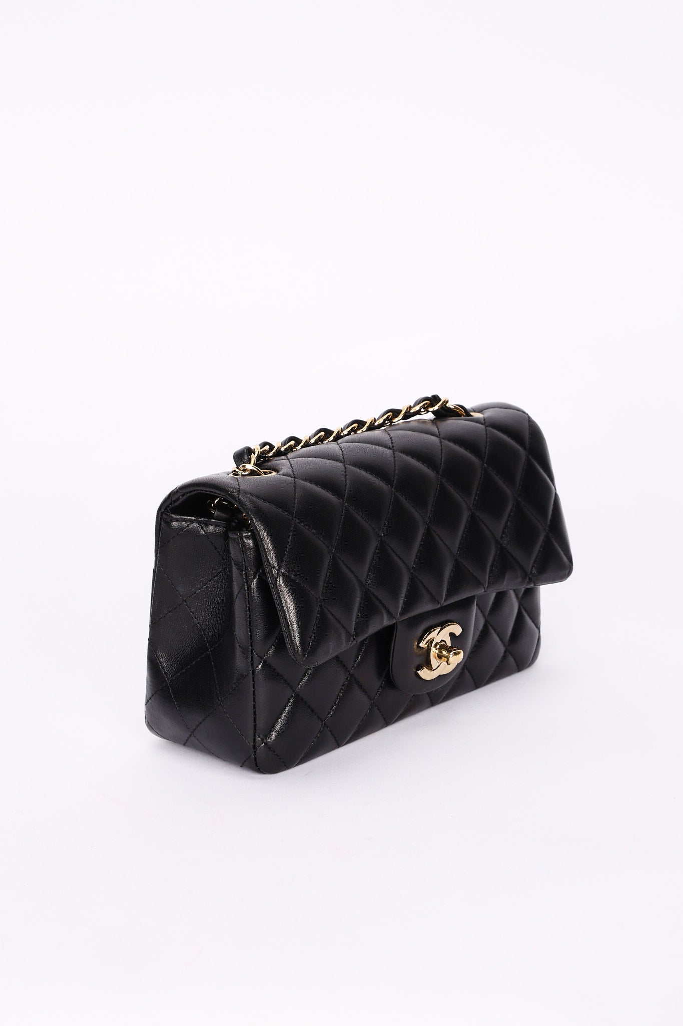 Chanel Mini Rectangular Black Lambskin CGHW