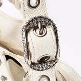 Rare Balenciaga XS Neo Cagole Crystal City Heart Bag Optic White Arena Lambskin
