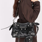 Balenciaga XS Neo Cagole City Bag Black Arena Lambskin