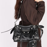 Balenciaga XS Neo Cagole City Bag Black Arena Lambskin