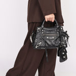 Balenciaga XS Neo Cagole City Bag Black Arena Lambskin