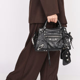 Balenciaga XS Neo Cagole City Bag Black Arena Lambskin