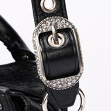 Rare Balenciaga XS Neo Cagole Crystal City Heart Bag Black Arena Lambskin
