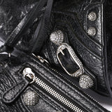 Rare Balenciaga XS Neo Cagole Crystal City Heart Bag Black Arena Lambskin