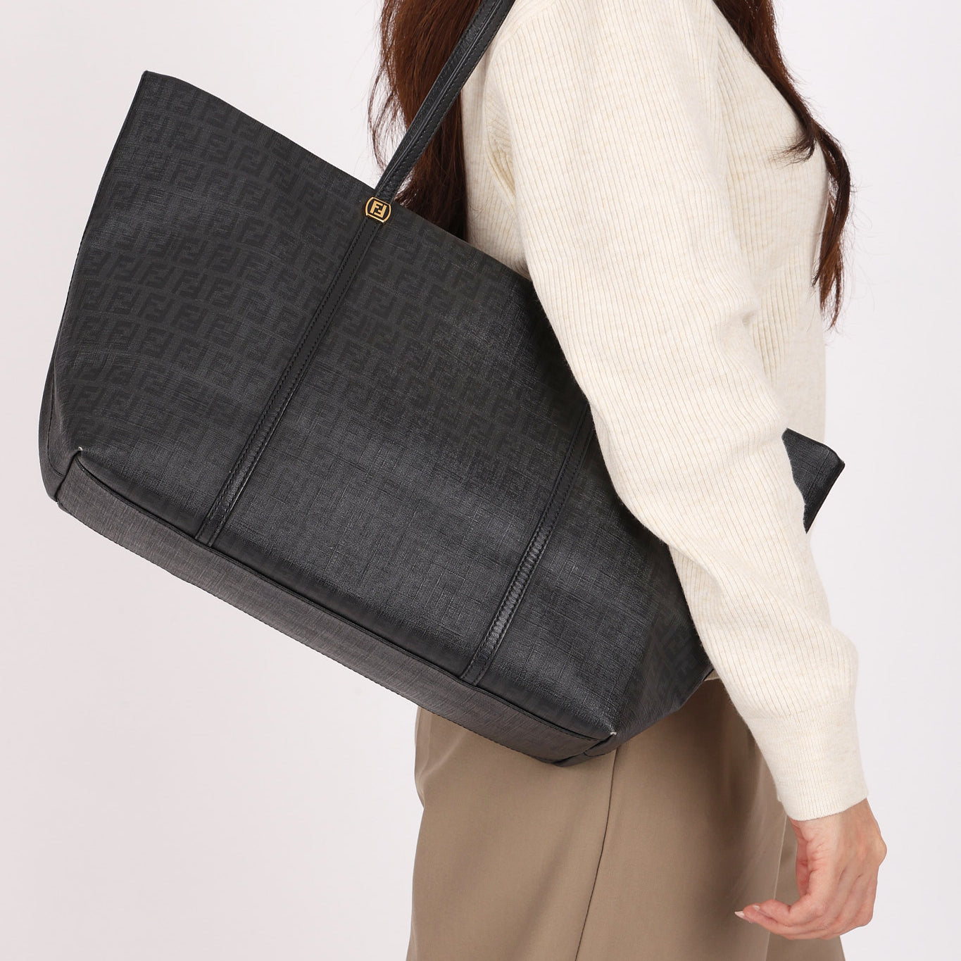 Fendi Zucchino Tote Coated Canvas