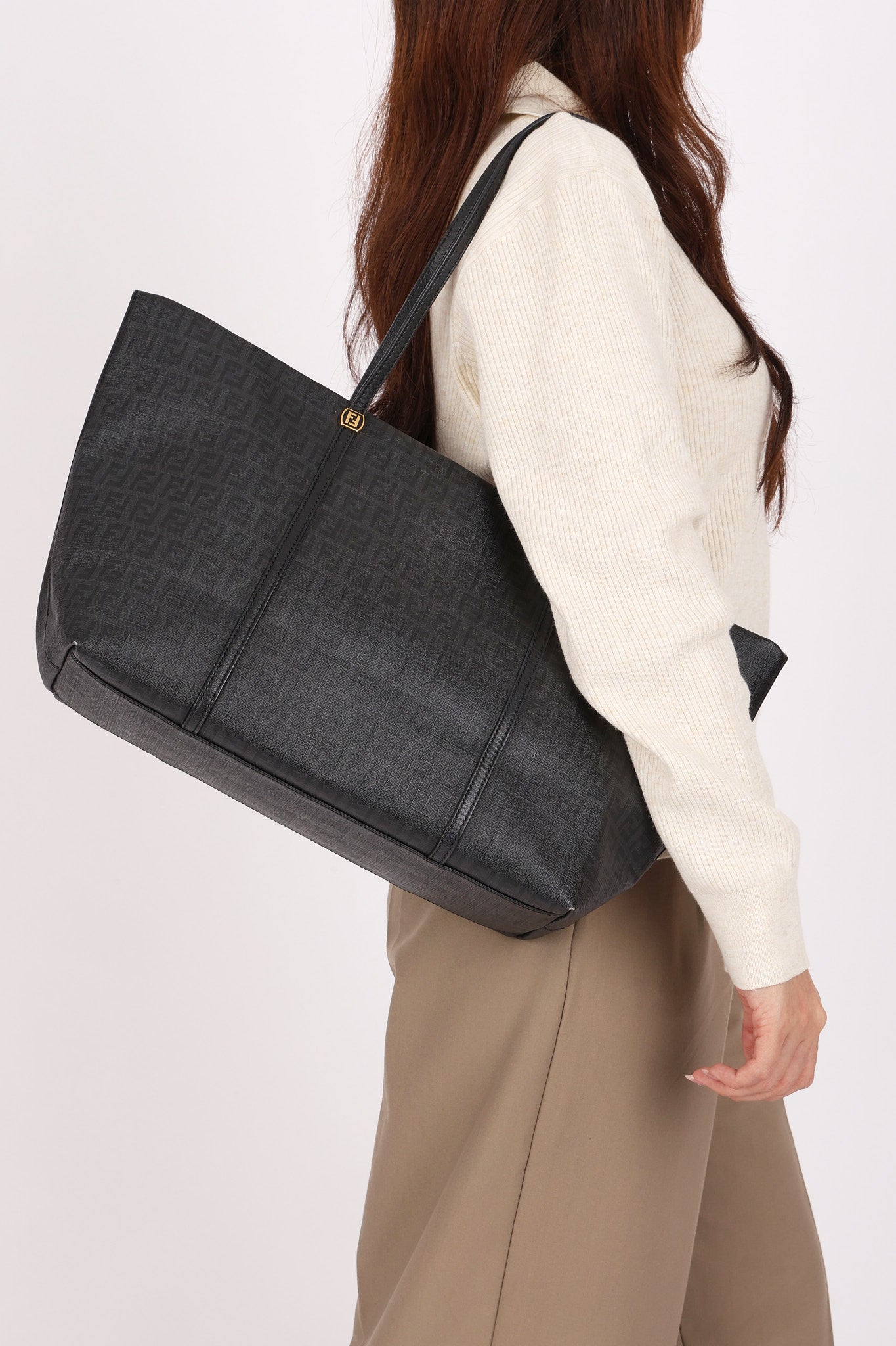 Fendi Zucchino Tote Coated Canvas