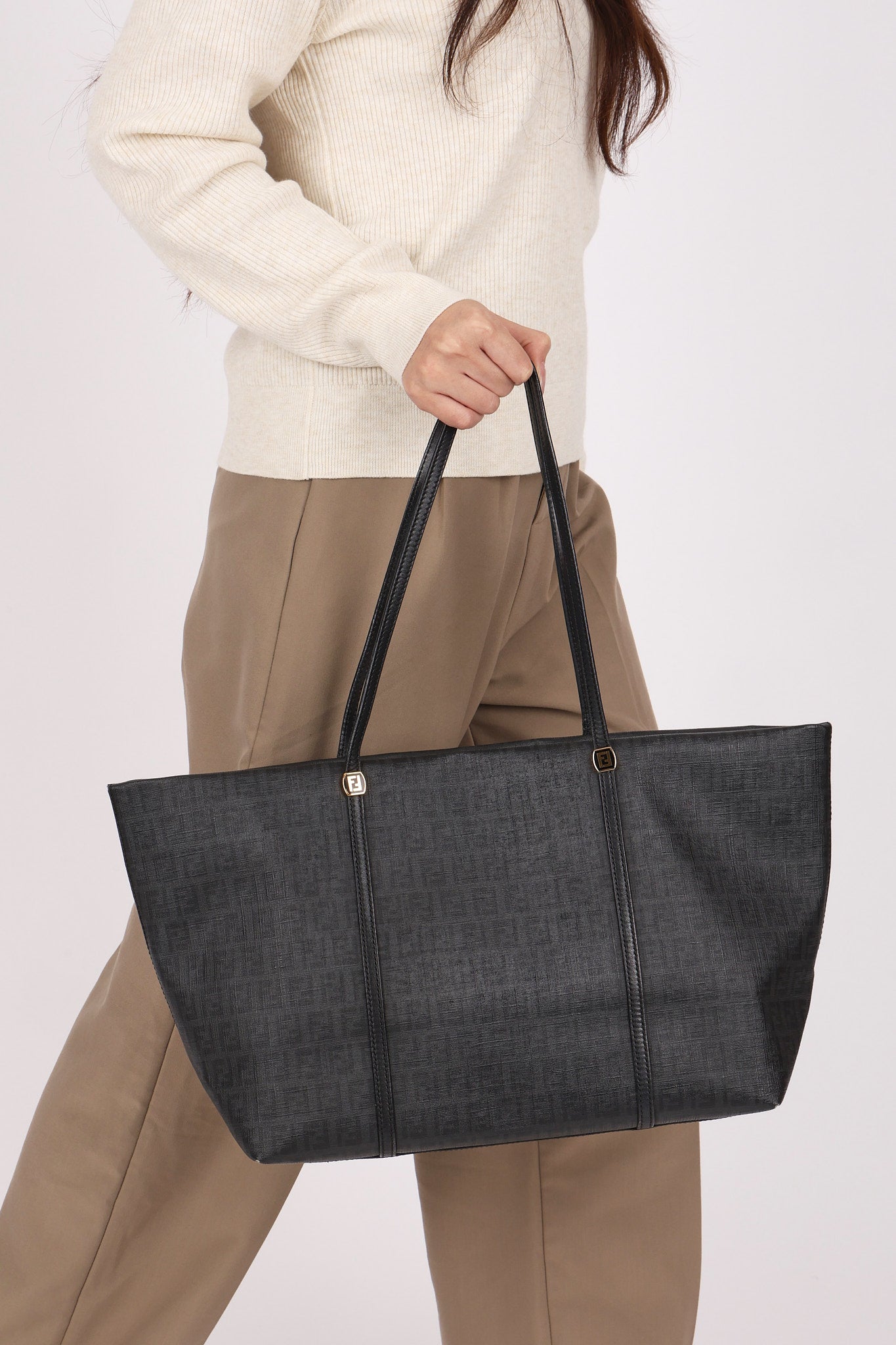 Fendi Zucchino Tote Coated Canvas