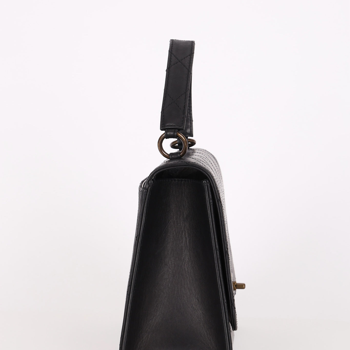 Chanel Top Handle Bag Black Lambskin AGHW