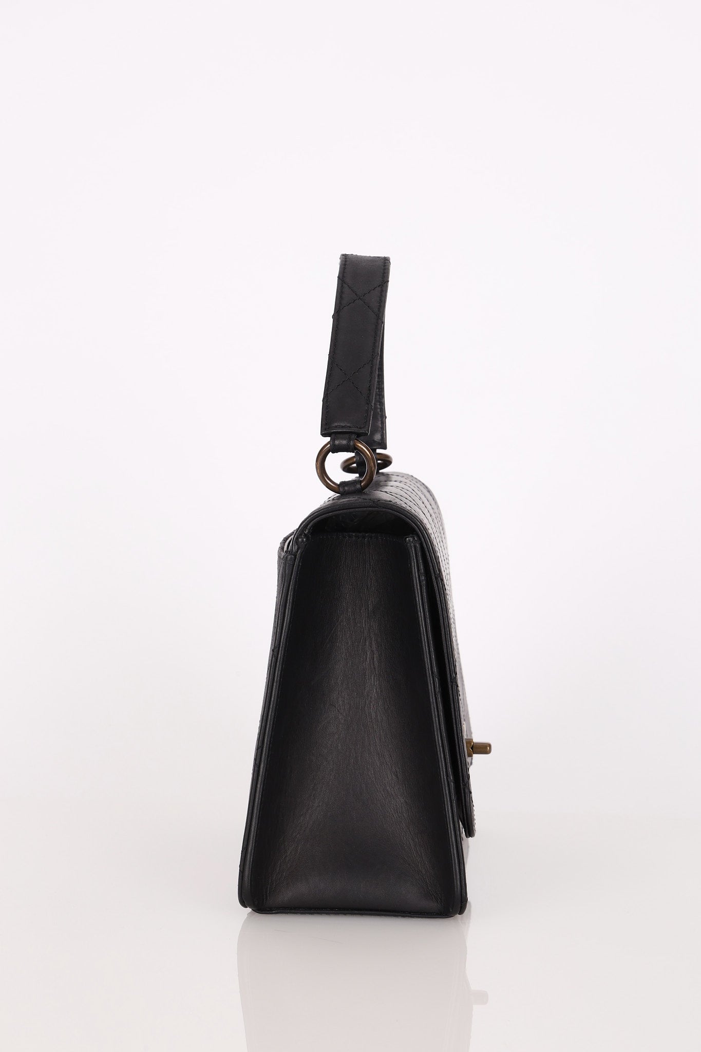 Chanel Top Handle Bag Black Lambskin AGHW