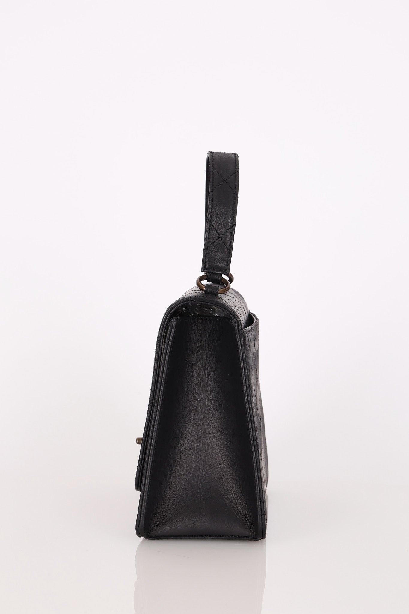 Chanel Top Handle Bag Black Lambskin AGHW
