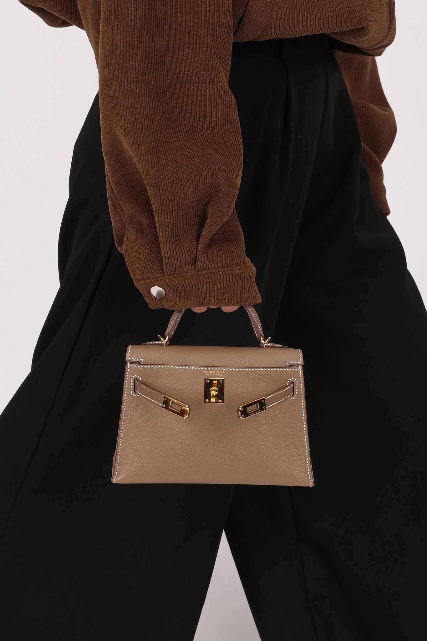 Hermès Mini Kelly Etoupe Epsom 2020 GHW
