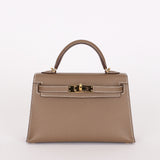 Hermès Mini Kelly Etoupe Epsom Sellier 2020 GHW
