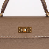 Hermès Mini Kelly Etoupe Epsom Sellier 2020 GHW