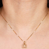 FashioNica 14K Yellow Gold Diamond Bag Box Chain Necklace