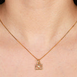 FashioNica 14K Yellow Gold Diamond Bag Box Chain Necklace