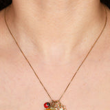 FashioNica 14K Yellow Gold Diamond Bag Box Chain Necklace