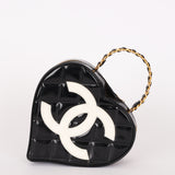 Ultra-Rare Chanel Heart Top Handle Bag Black Patent 1995