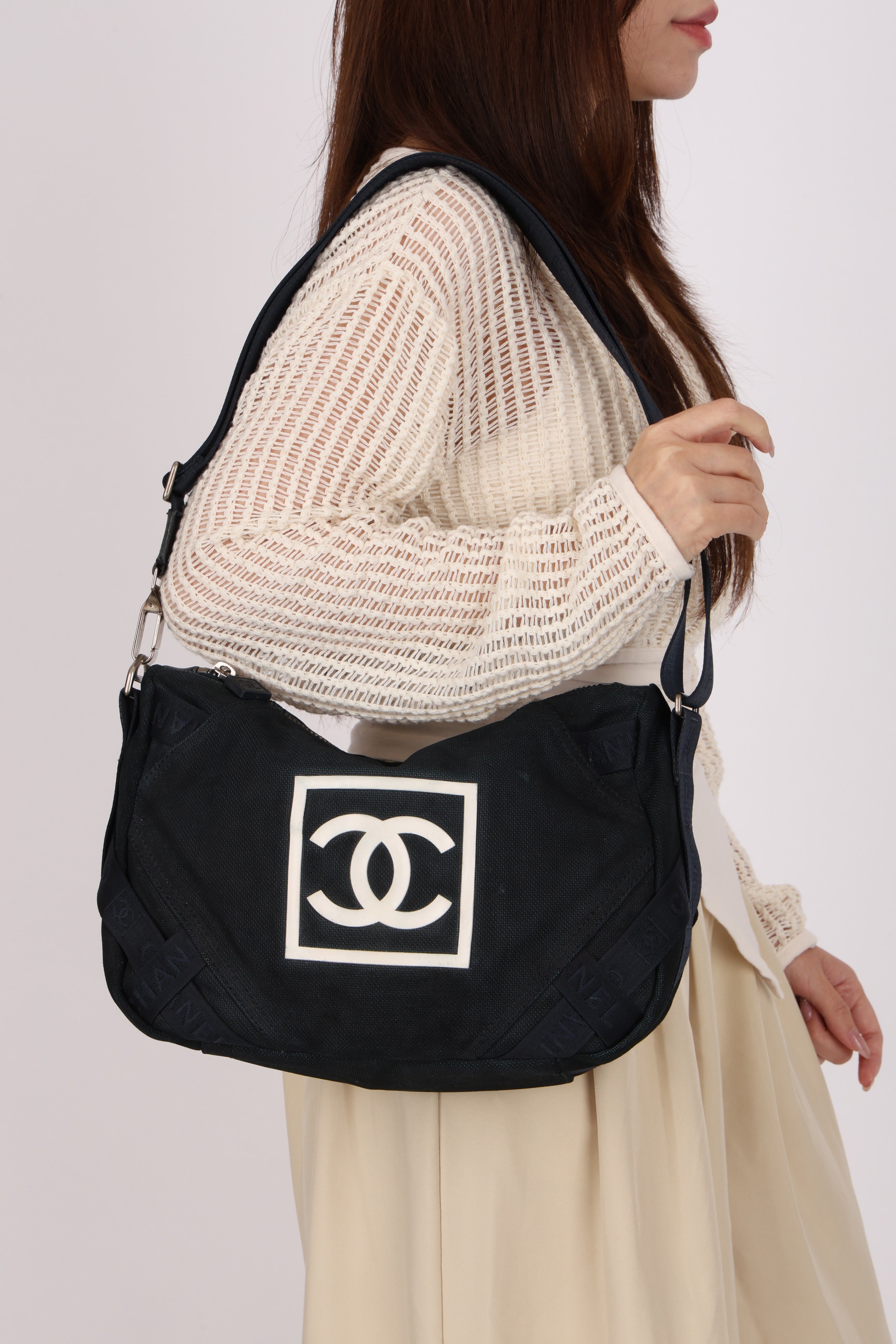 Chanel Sport Ligne Messenger Bag Canvas 2004 SHW