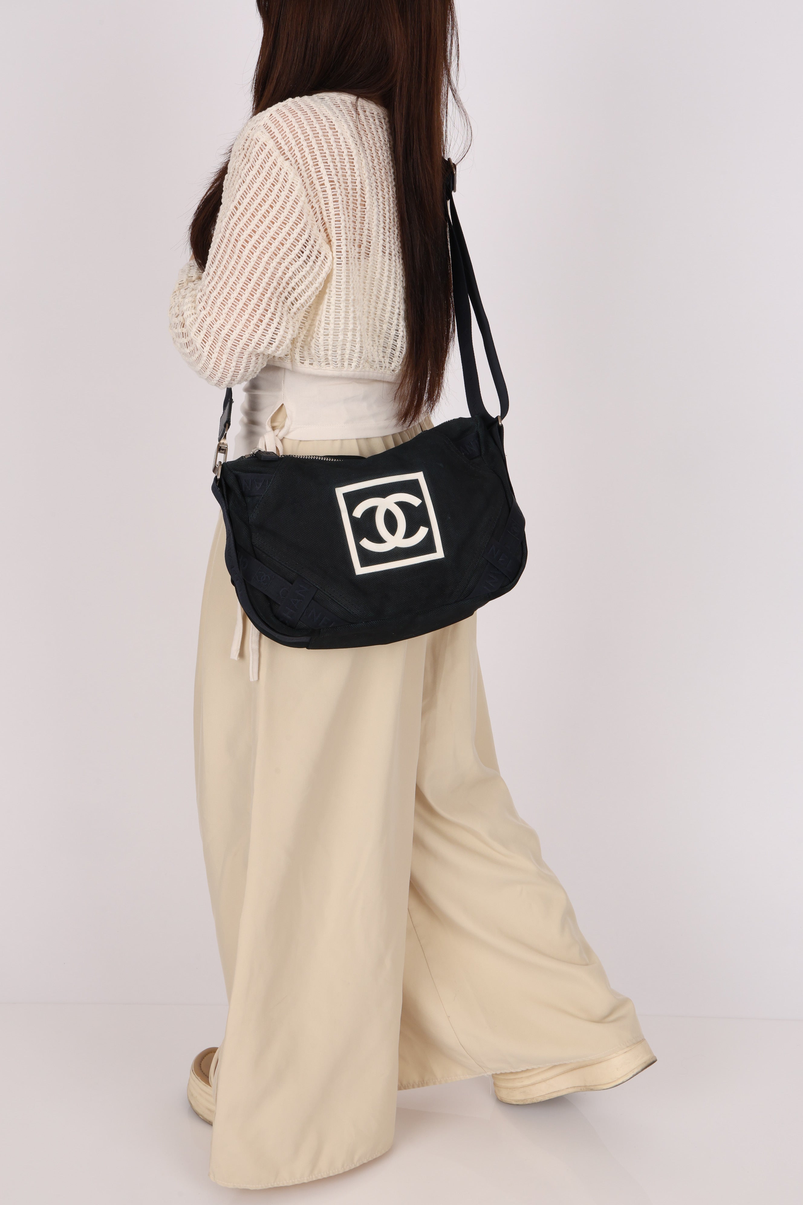 Chanel Sport Ligne Messenger Bag Canvas 2004 SHW