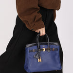 Hermès Birkin 25 Bleu Navy Taurillon Novillo with Alligator Touch GHW