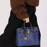 Hermès Birkin 25 Bleu Navy Taurillon Novillo with Alligator Touch GHW