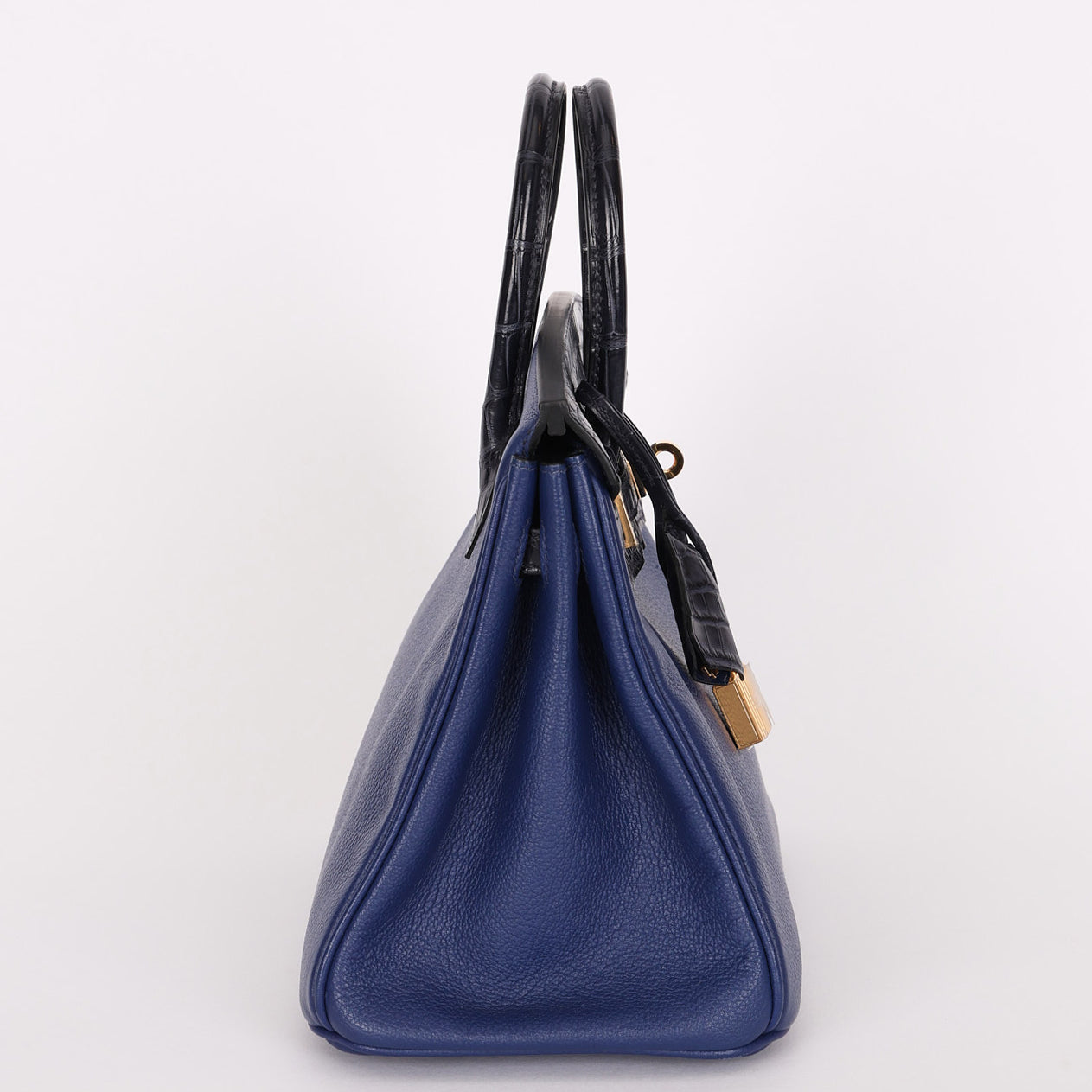 Hermès Birkin 25 Bleu Navy Taurillon Novillo with Alligator Touch GHW
