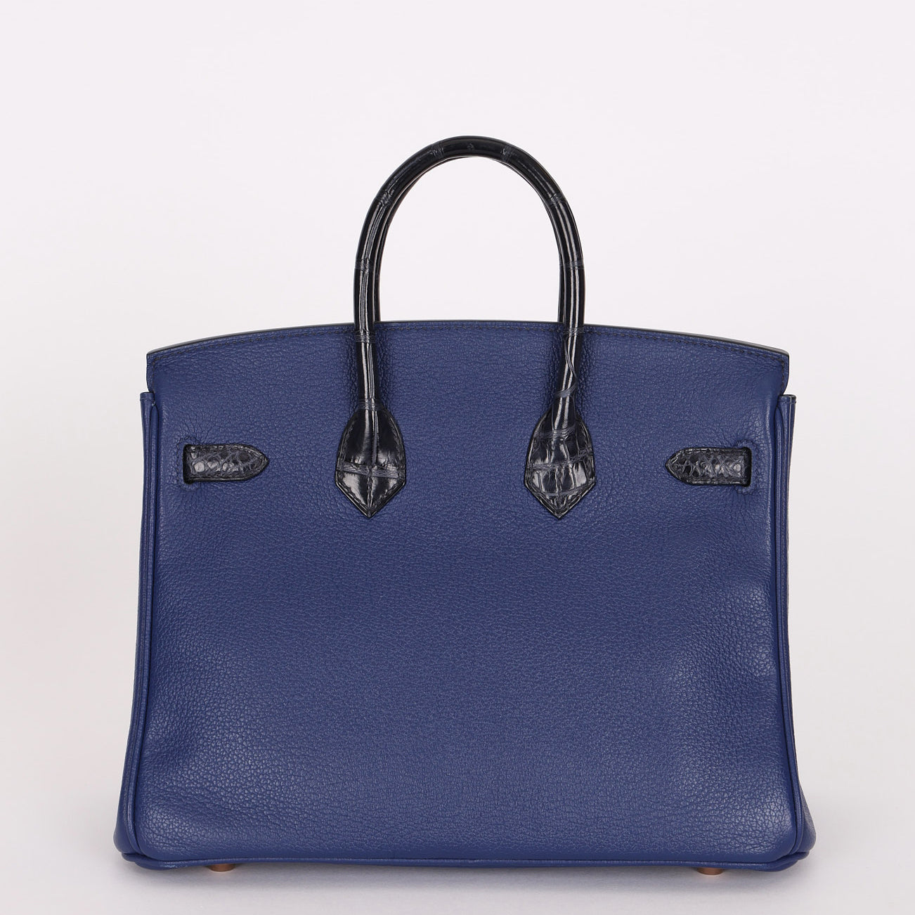 Hermès Birkin 25 Bleu Navy Taurillon Novillo with Alligator Touch GHW