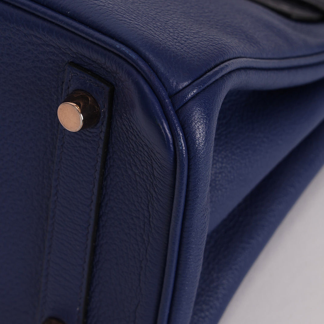 Hermès Birkin 25 Bleu Navy Taurillon Novillo with Alligator Touch GHW
