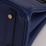 Hermès Birkin 25 Bleu Navy Taurillon Novillo with Alligator Touch GHW