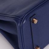 Hermès Birkin 25 Bleu Navy Taurillon Novillo with Alligator Touch GHW