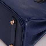 Hermès Birkin 25 Bleu Navy Taurillon Novillo with Alligator Touch GHW