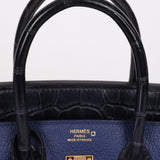 Hermès Birkin 25 Bleu Navy Taurillon Novillo with Alligator Touch GHW