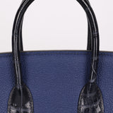 Hermès Birkin 25 Bleu Navy Taurillon Novillo with Alligator Touch GHW