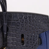 Hermès Birkin 25 Bleu Navy Taurillon Novillo with Alligator Touch GHW