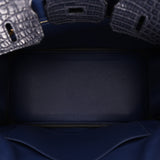 Hermès Birkin 25 Bleu Navy Taurillon Novillo with Alligator Touch GHW