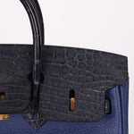 Hermès Birkin 25 Bleu Navy Taurillon Novillo with Alligator Touch GHW